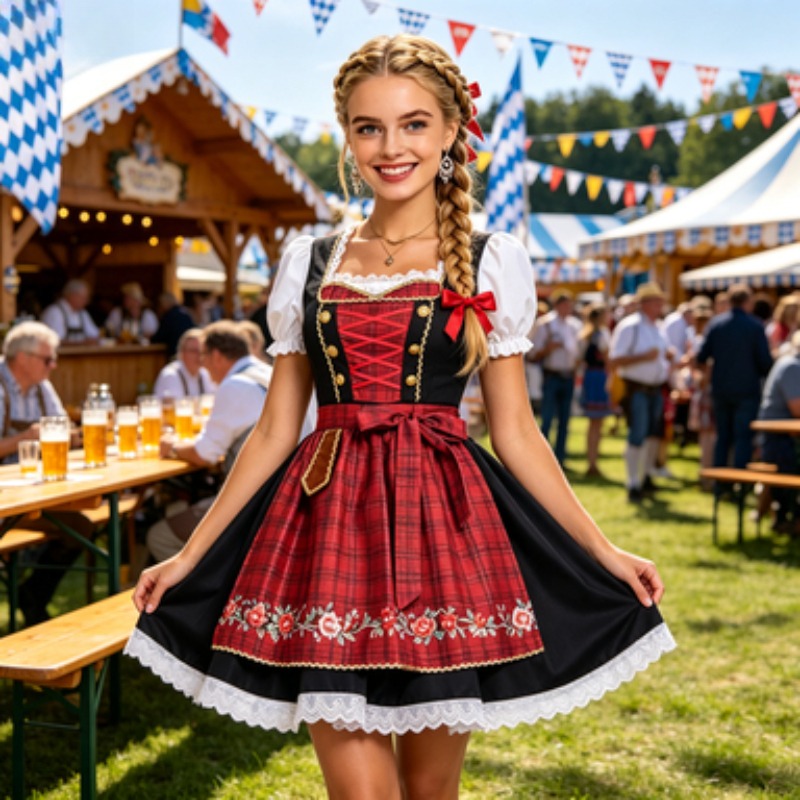 Beer & Wine Downtown - Women's German Oktoberfest Dress Outfit, Traditional