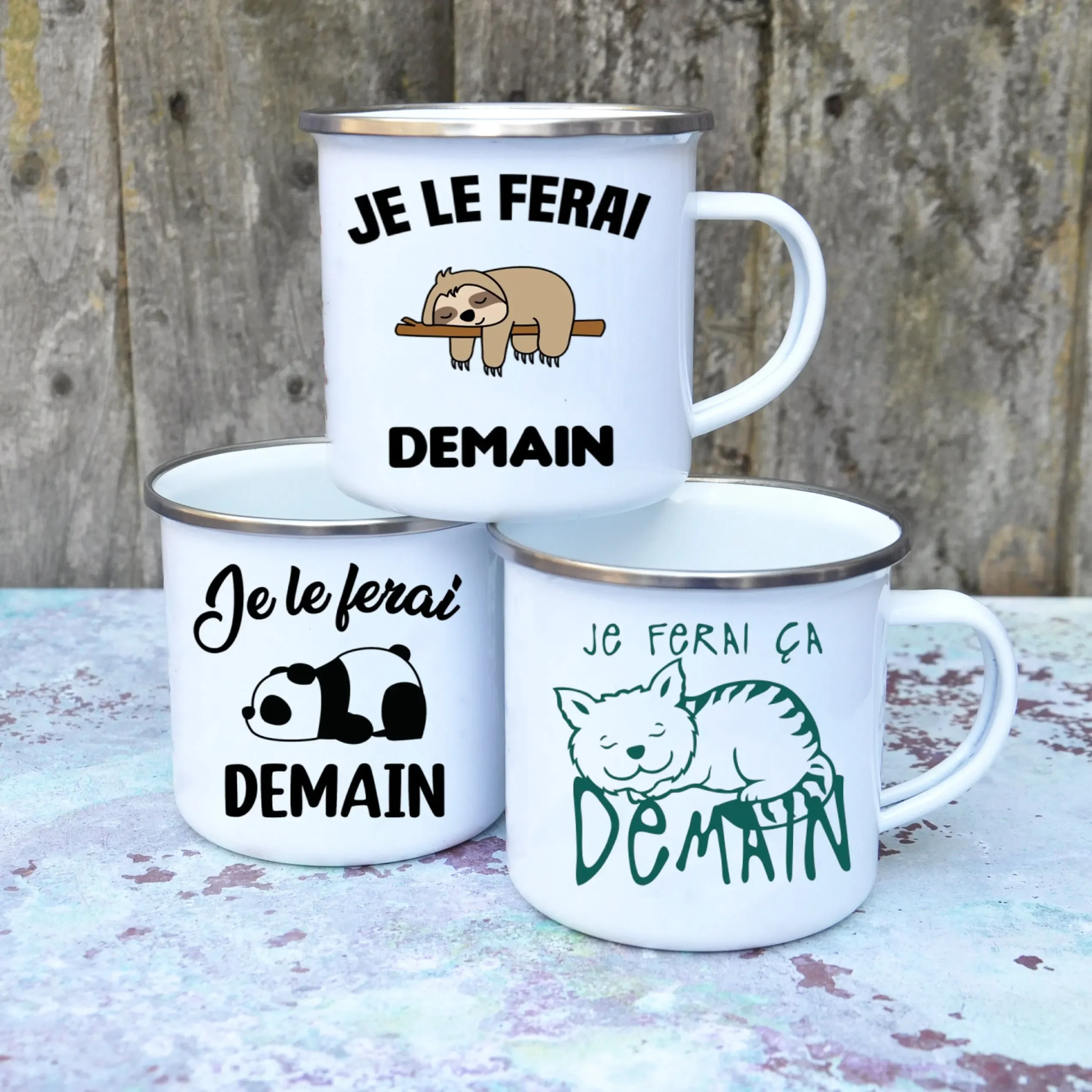 Cute Enamel Coffee Mug French  - Wine Beer Coffee Drink ulasan dan harga