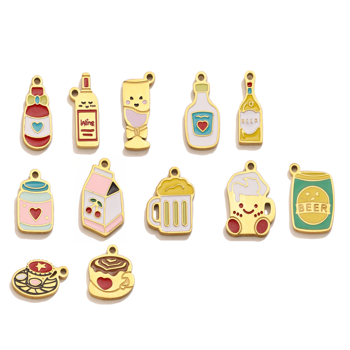 5pc Enamel Cute Food Drink Cha - Wine Beer Coffee Drink ulasan dan harga