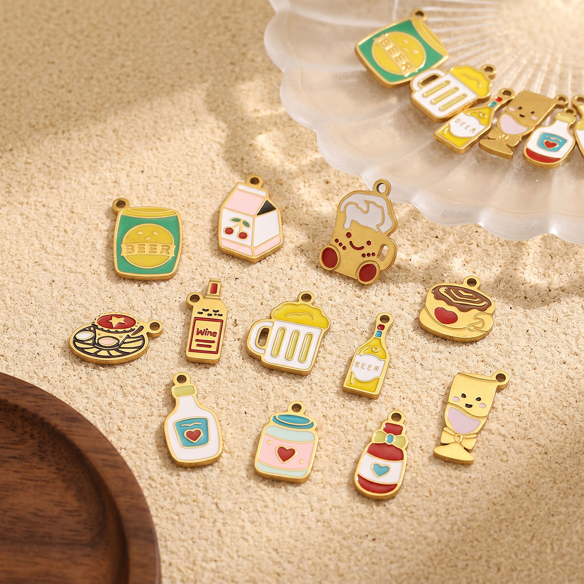 5pc Enamel Cute Food Drink Cha - Wine Beer Coffee Drink ulasan dan harga